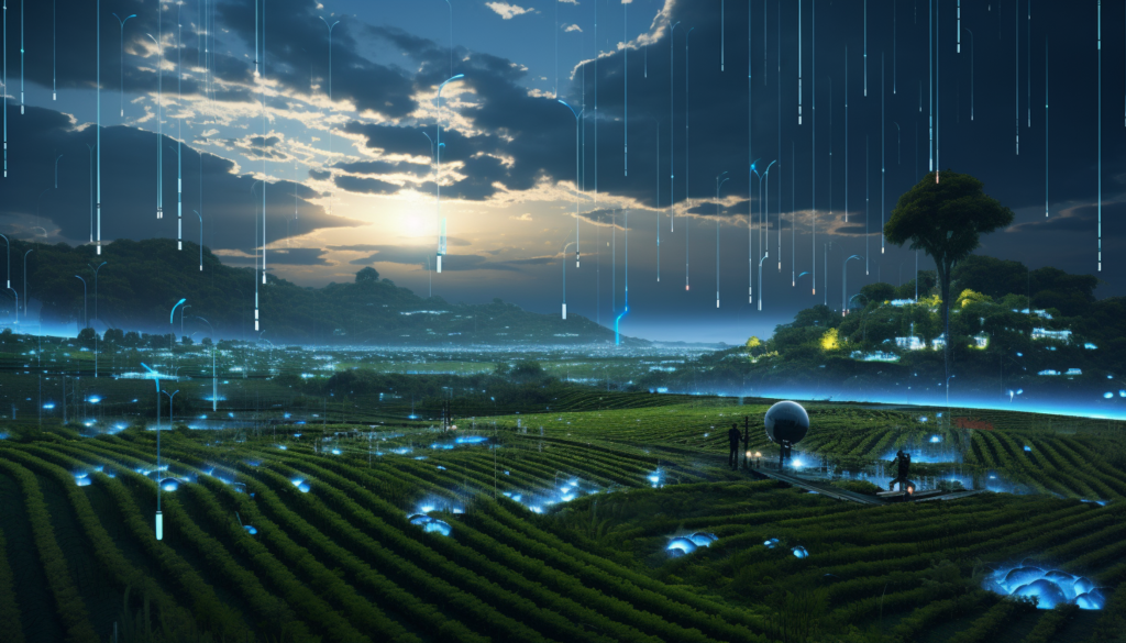A futuristic depiction of a fully digitized and automated farm, reflecting the impact of precision farming techniques, intricately crafted in 8k quality